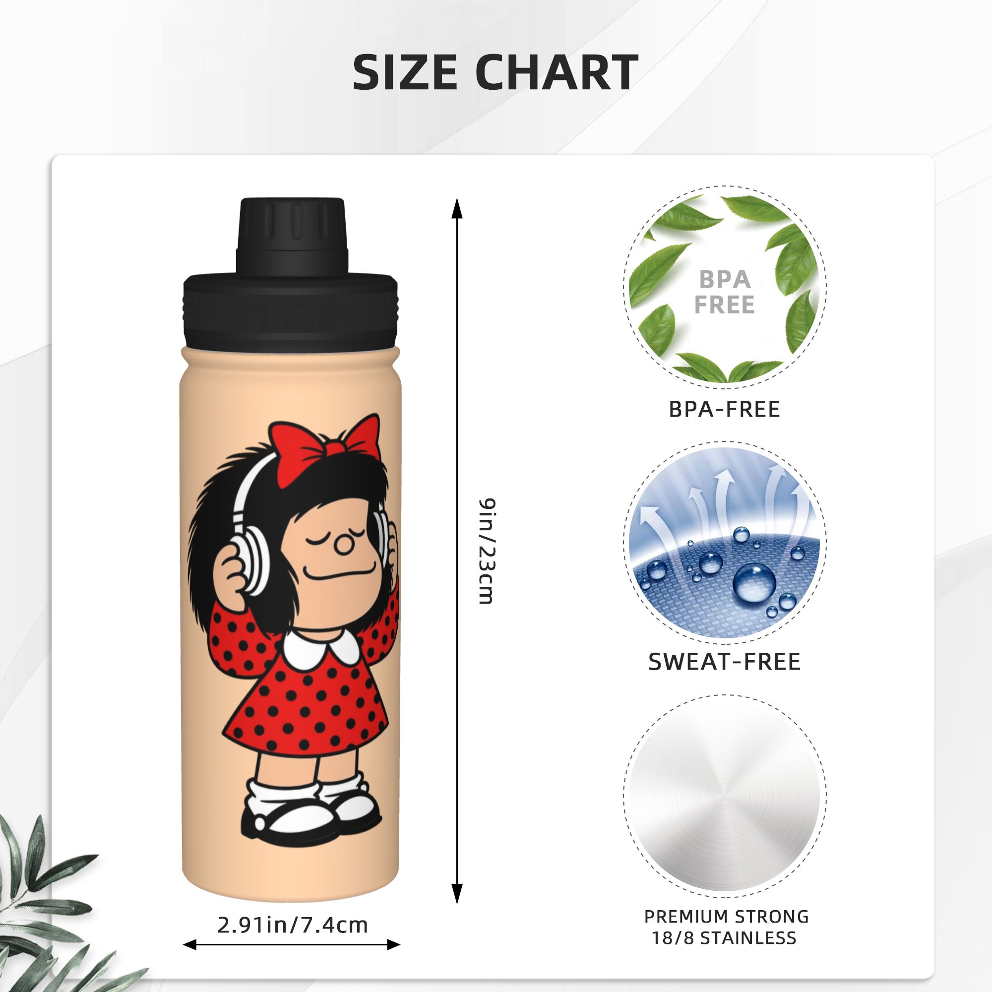 Cartoon M-Mafaldas 18OZ Spor Y - Sports Water Bottle Insulated incelemesi ve fiyatı